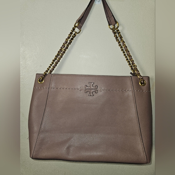 Tory Burch Brown Leather Chain Tote - Picture 1 of 12